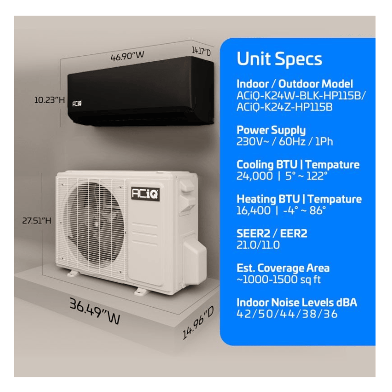 ACIQ-K24Z-HP230B ACIQ-K24W-BL-HP230B black dimension specs