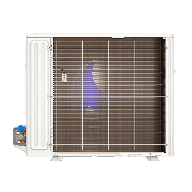 MRCOOL DIY 36000 BTU air conditioner condenser back view copper coils refrigerant connections