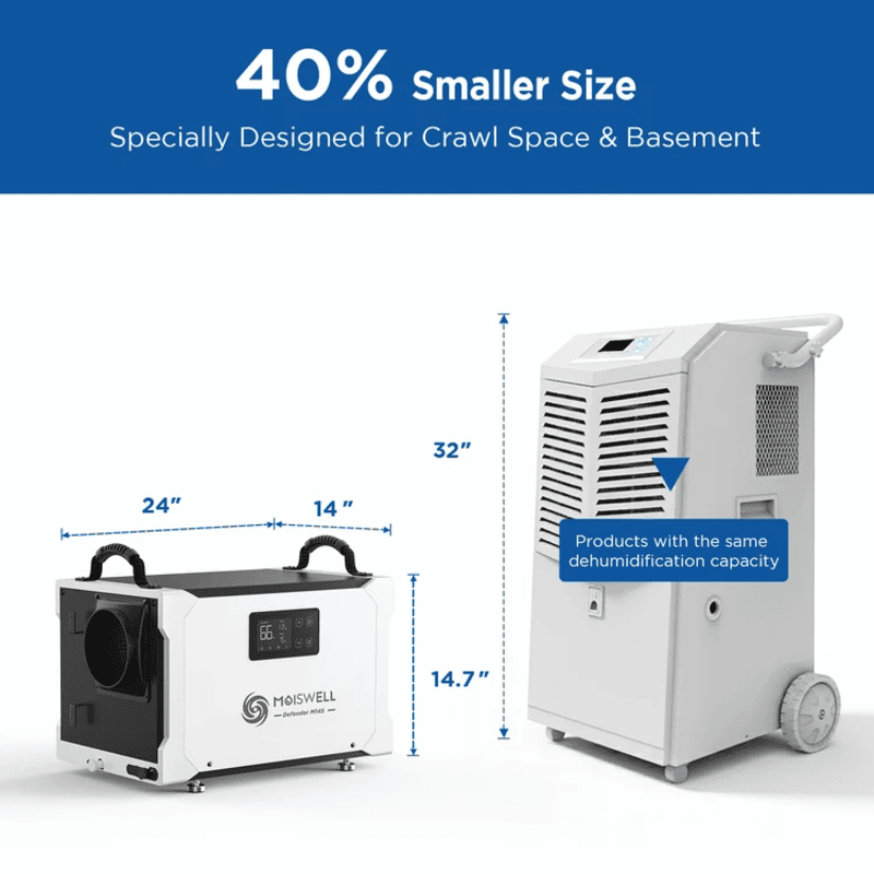 MOISWELL Defender MP145 Dehumidifier for crawlspace and basement