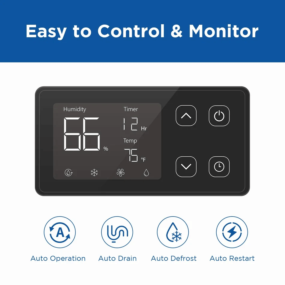 MOISWELL Defender XP235 Dehumidifier digital control panel