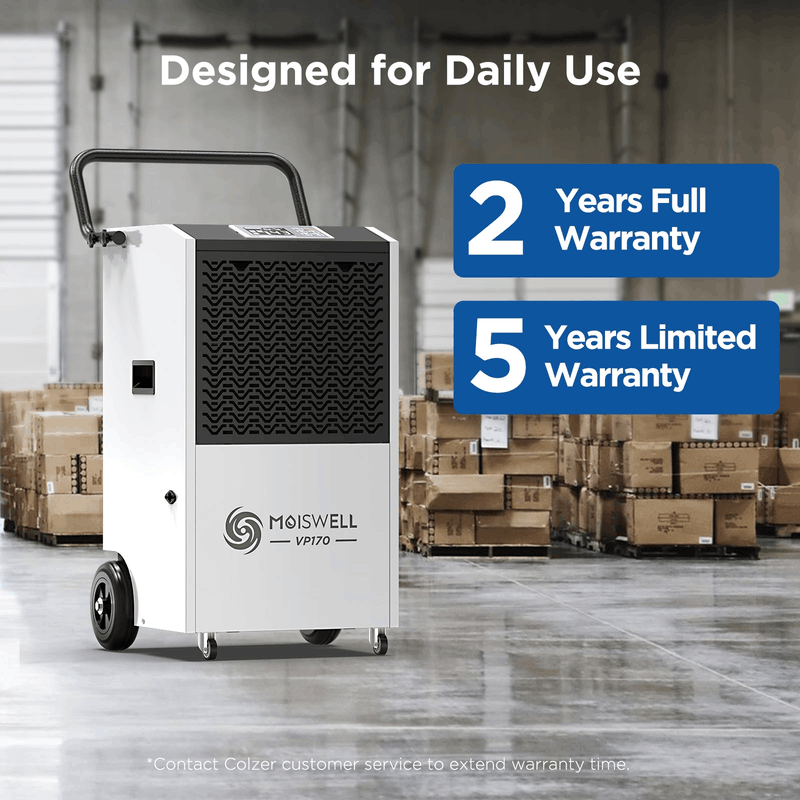 MOISWELL Explorer VP170 Commercial Dehumidifier warranty coverage