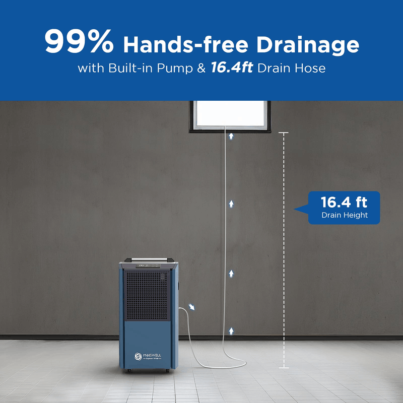 MOISWELL Explorer VP190 Dehumidifier with 16.4 ft pump drain