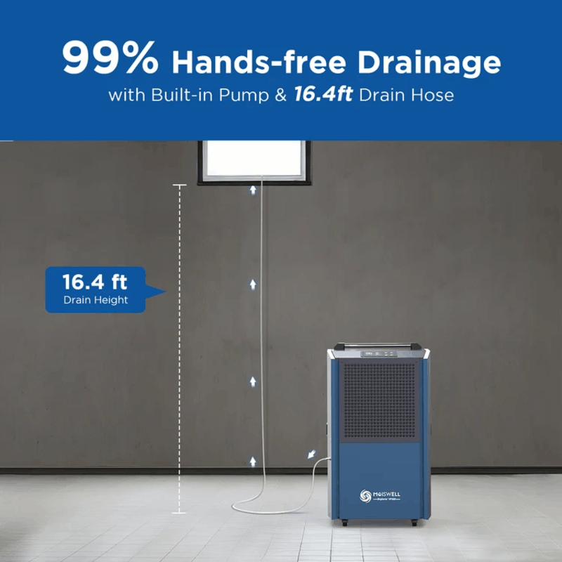 MOISWELL Explorer VP250 Dehumidifier with 16.4 ft pump drain
