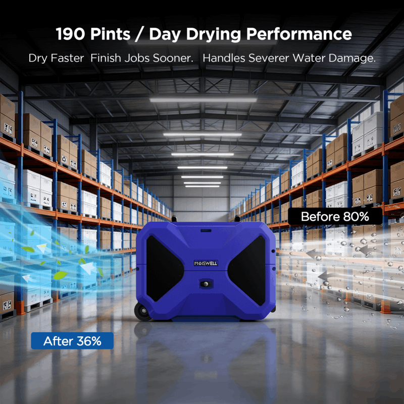 MOISWELL Master RD200 Commercial Dehumidifier with drain hose