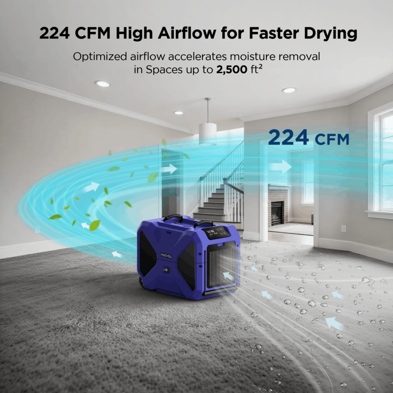 MOISWELL Master RD200 Dehumidifier with 224 CFM airflow