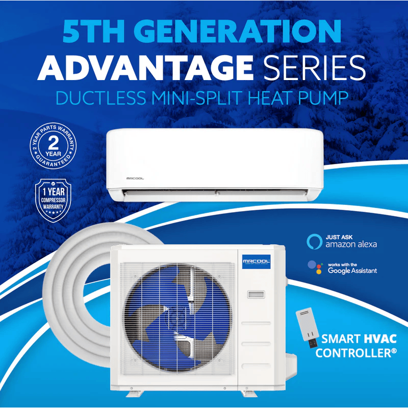 MRCOOL Advantage 12,000 BTU 5th Gen Ductless Mini Split Heat Pump System Infographics