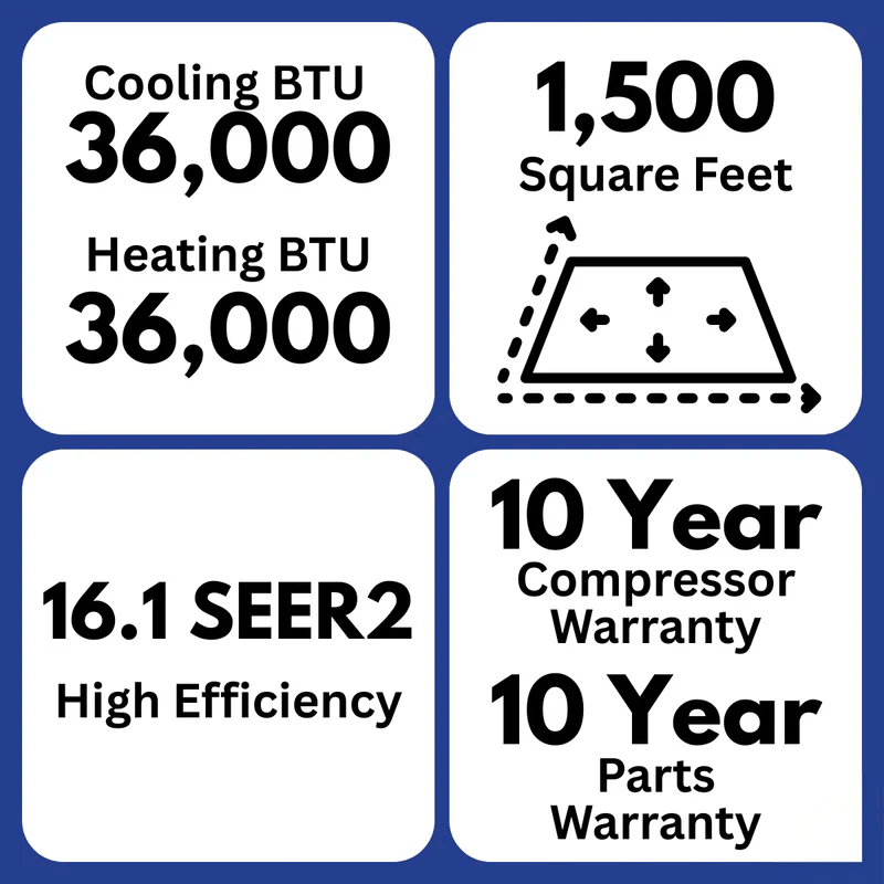 mrcool versapro 36000 btu central ducted heat pump system