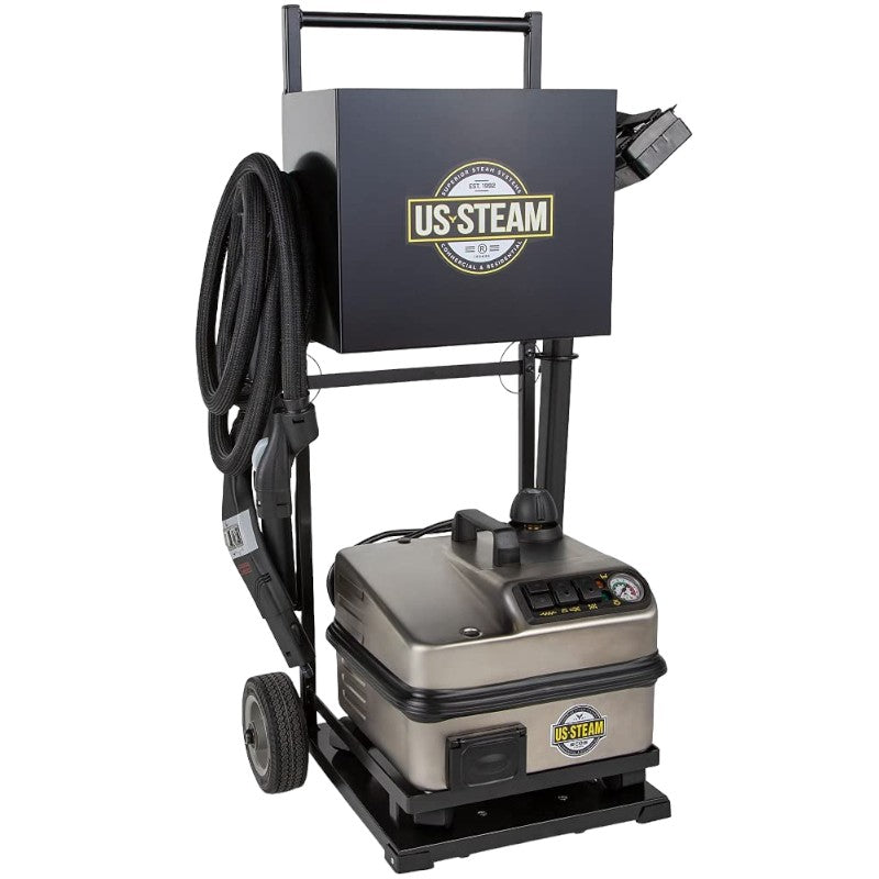 Durable and efficient US STEAM Falcon Plus Commercial Steam Cleaner on its wheeled cart