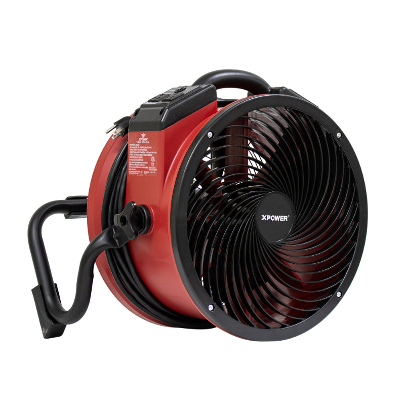 x-39ar red axial air mover w power outlets main view rack back