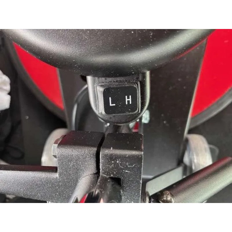 Closed up view of the dual speed switch button of HAWK  2-Speed Heavy Duty Professional Floor Machine