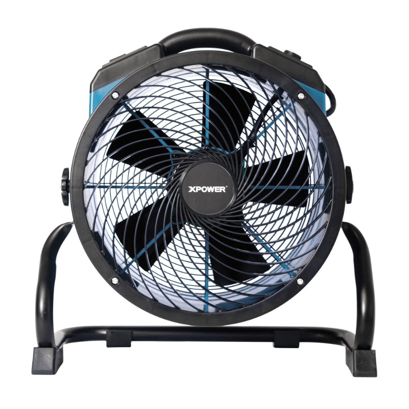 x-39ar blue axial air mover w power outlets front view