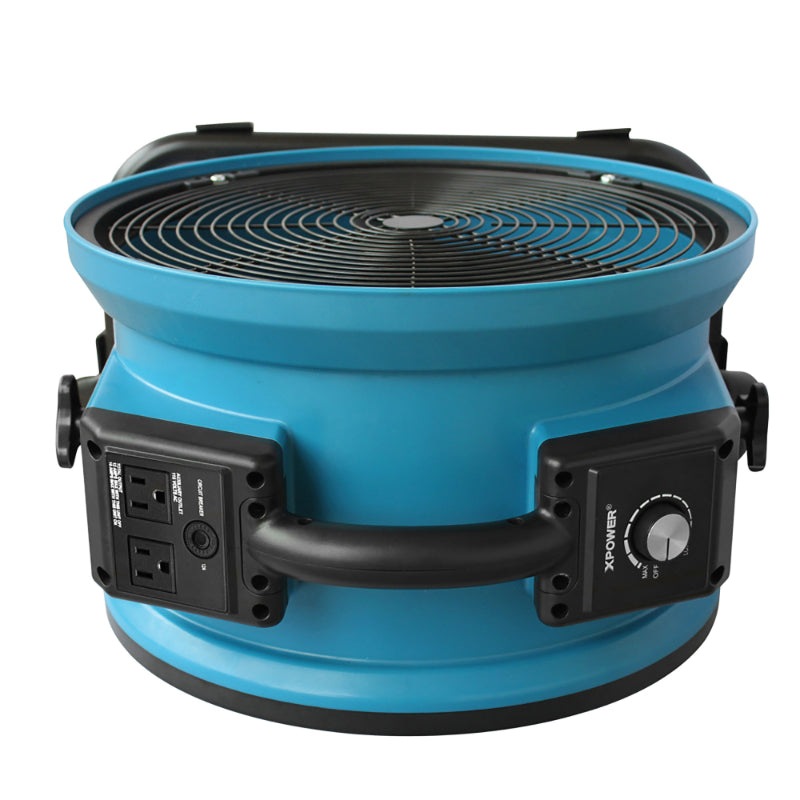 x-39ar blue axial air mover w power outlets topview