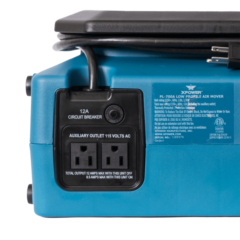 pl 700a blue low profile air mover power outlets