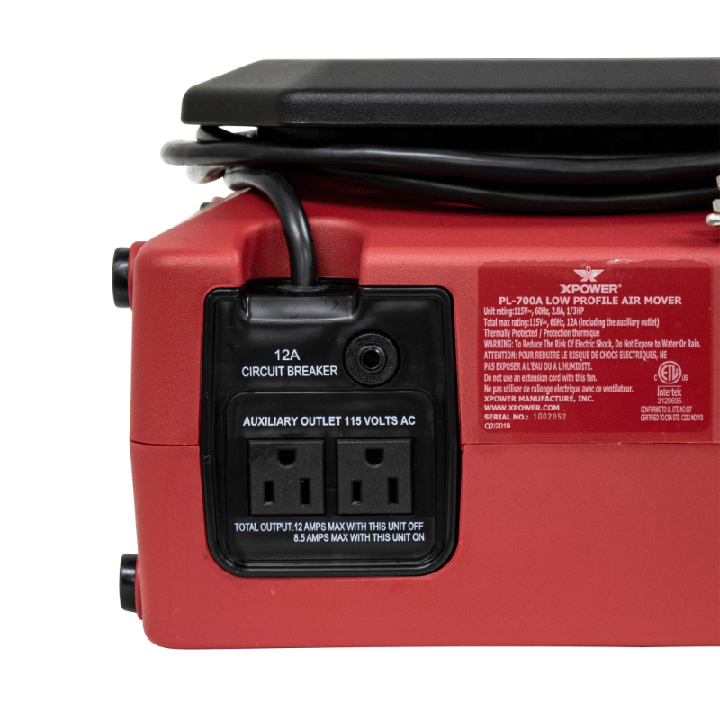 pl 700a red low profile air mover power outlets