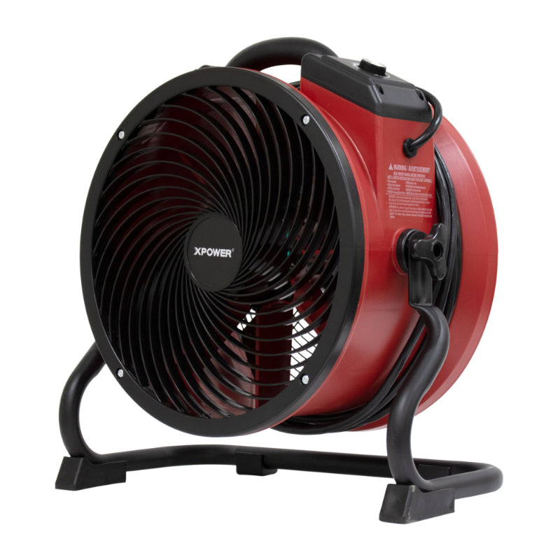 x-39ar red axial air mover w power outlets right angel view