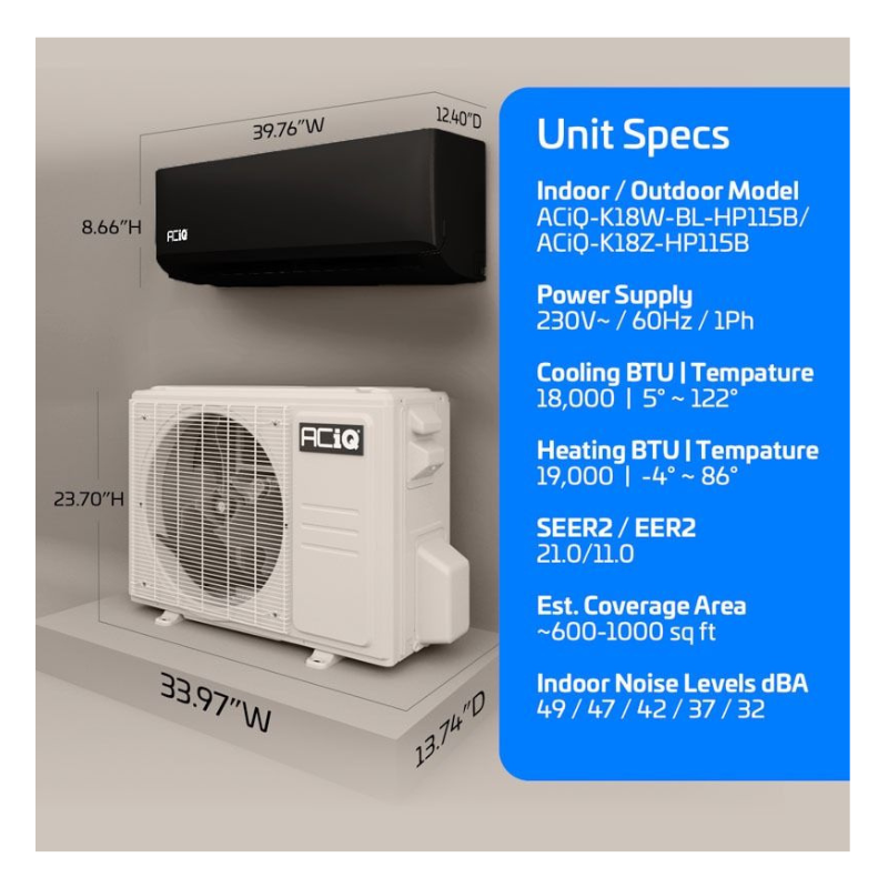 ACIQ-K18Z-HP230B ACIQ-K18W-BL-HP230B black dimension specs