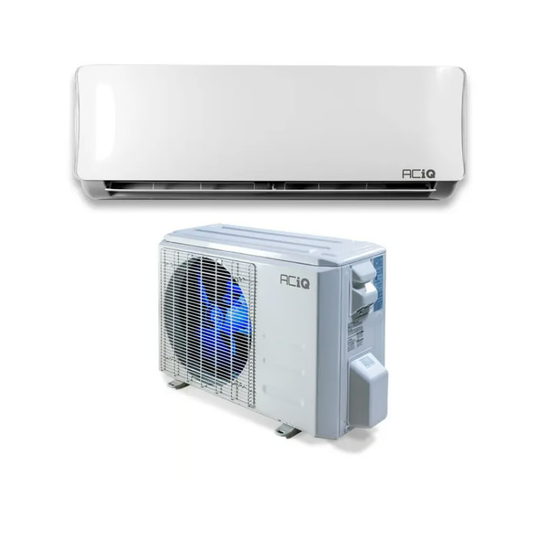 ACiQ 18000 BTU 24 SEER2 outdoor unit with blue fan and energy-efficient performance