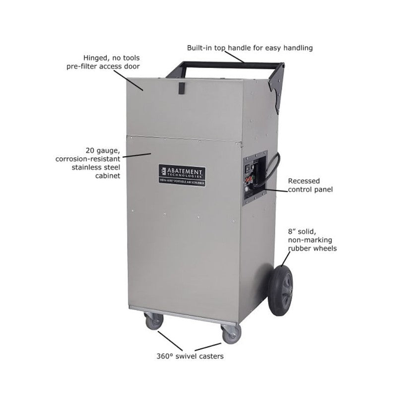 Abatement Technologies HEPA-AIRE PAS1200 Portable Air Scrubber Features 