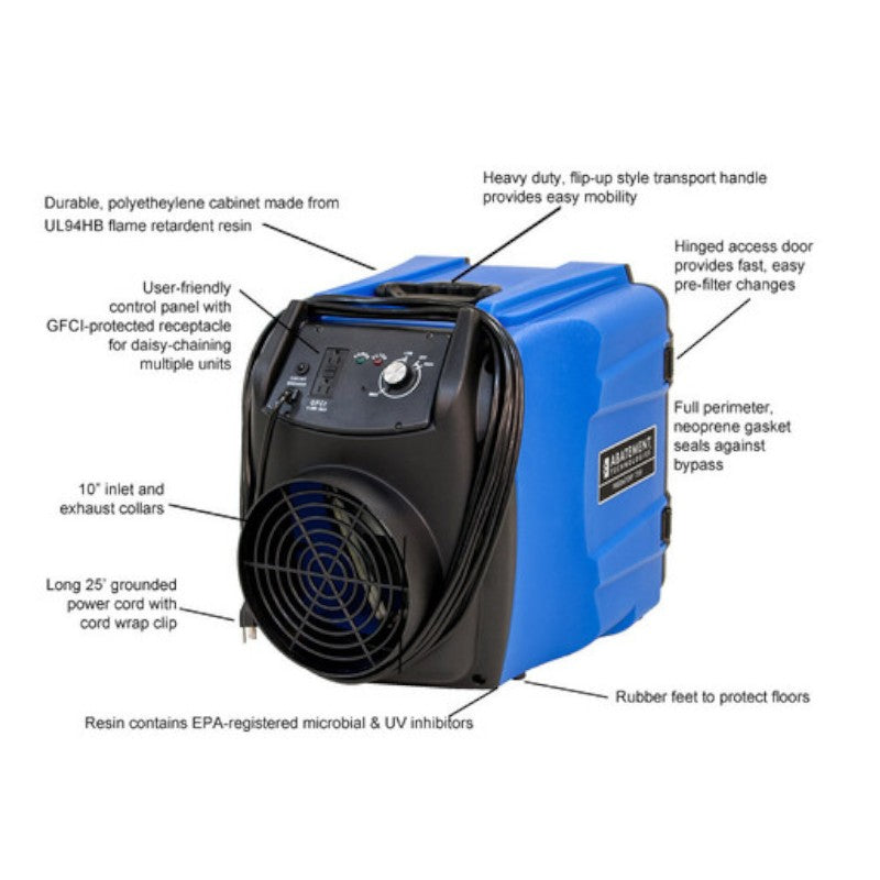 Abatement Technologies PRED750 Portable Air Scrubber Features