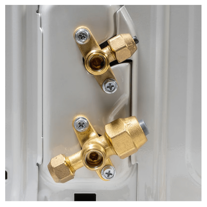 Copper refrigerant lines of ACiQ 9,000 BTU mini split system outdoor unit