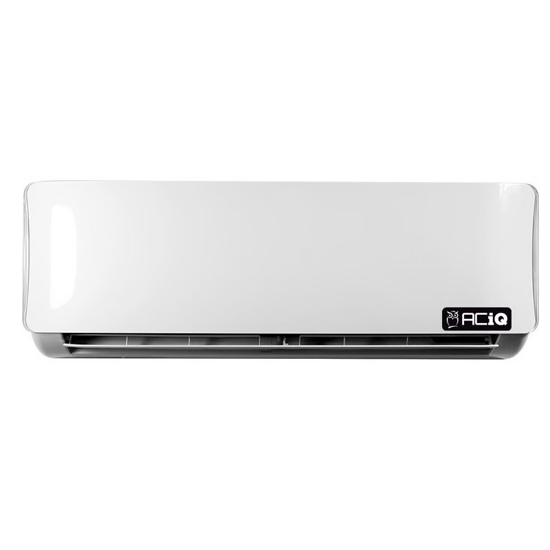 Front view of ACiQ 9,000 BTU wall mounted indoor unit of mini split system