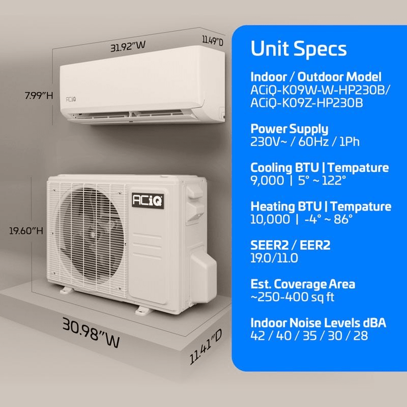 aciq es 230v 09k dimension specs self cleaning technology for durable performance