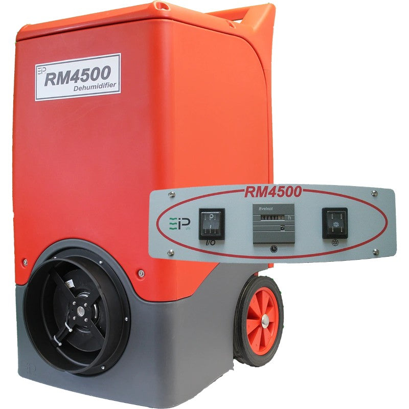 Ebac RM4500 150-pint restoration dehumidifier with heavy-duty wheels and Control Panel