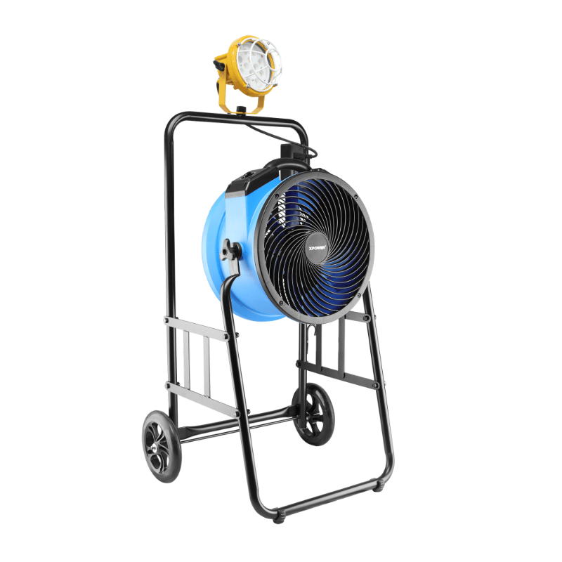 fa-300k6 blue warehouse dock trailer fan with mobile trolley main image