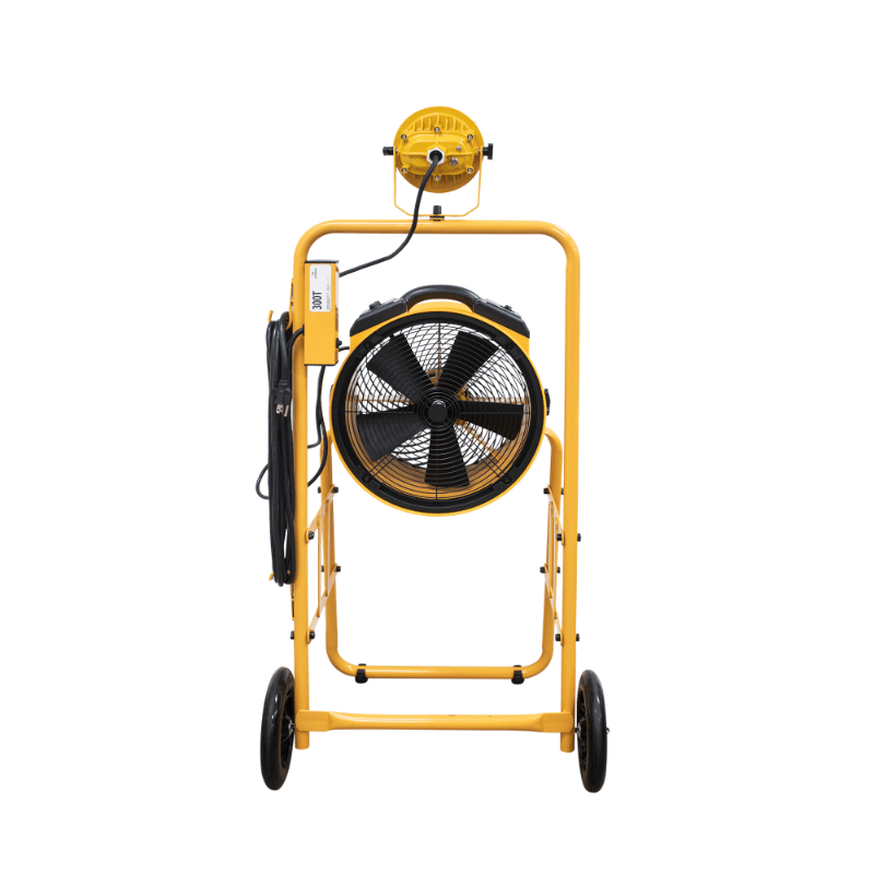 fa-300k6 yellow warehouse dock trailer fan with mobile back view