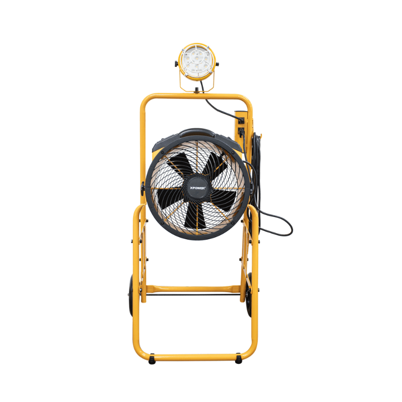 fa-300k6 yellow warehouse dock trailer fan with mobile front view