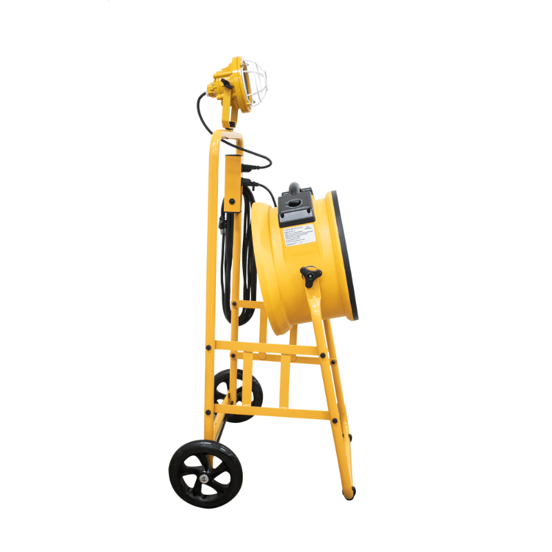 fa-300k6 yellow warehouse dock trailer fan with mobile left side view