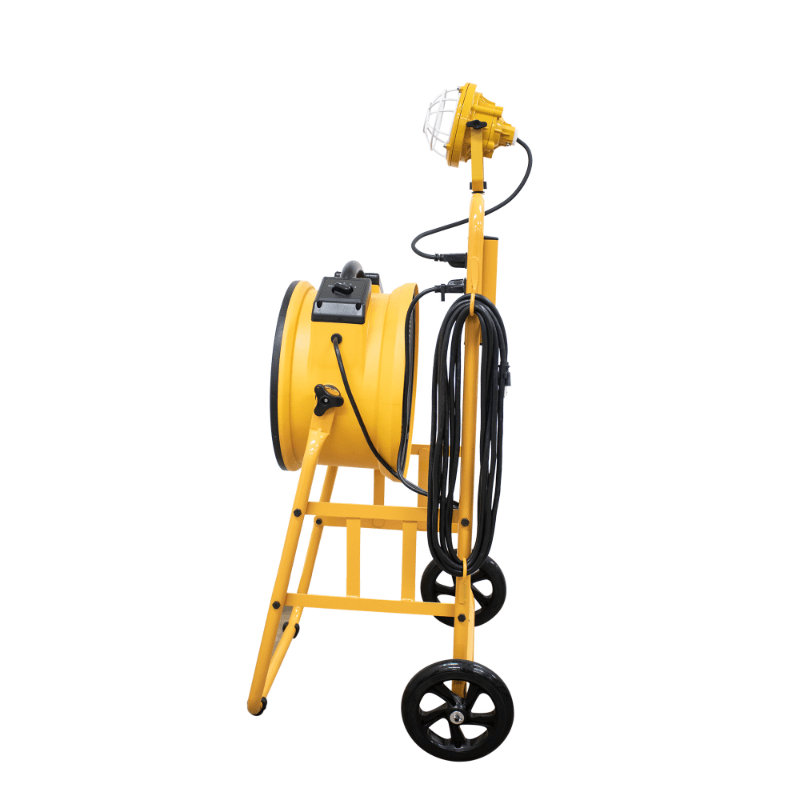 fa-300k6 yellow warehouse dock trailer fan with mobile right side view