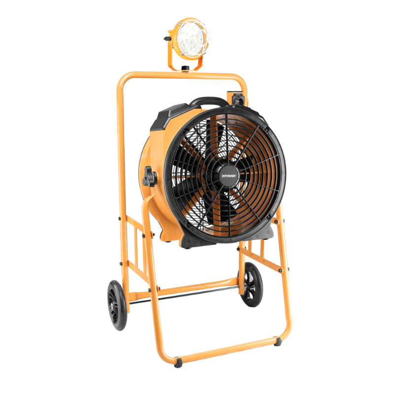 fa-420k6 yellow warehouse dock trailer fan with mobile trolley main image