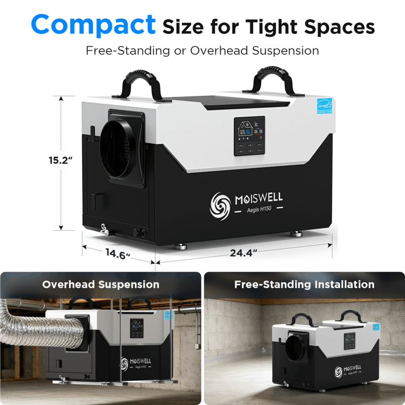 MOISWELL Aegis H150 Dehumidifier for compact spaces
