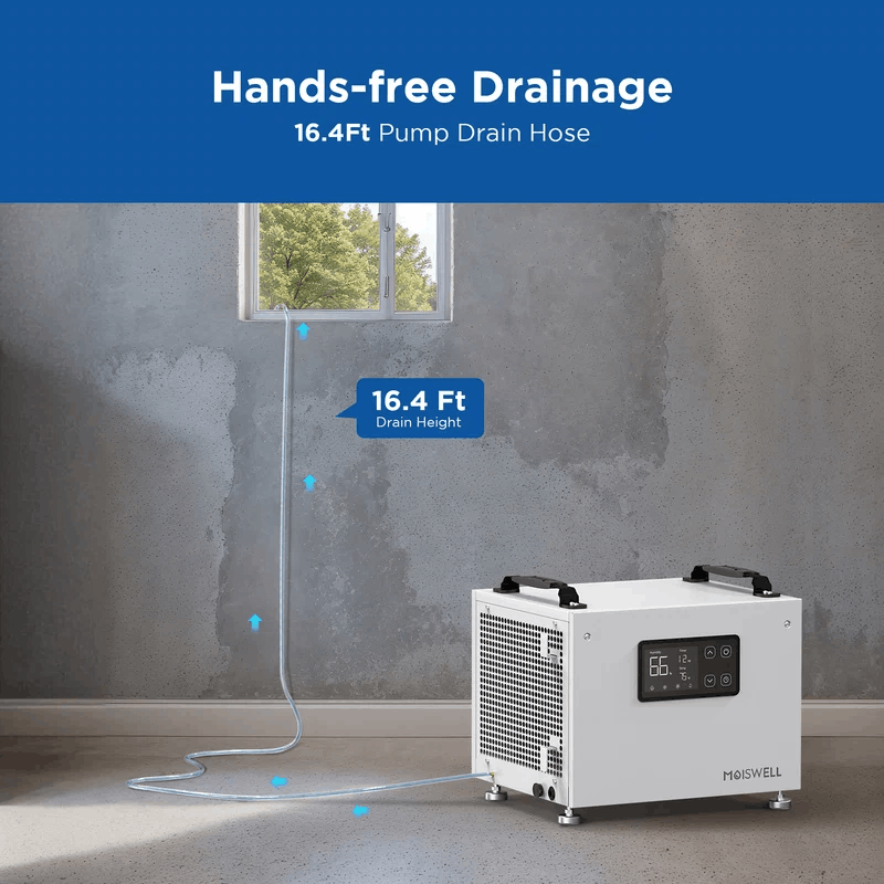 MOISWELL Defender SP60 Dehumidifier with 16.4 ft pump drain