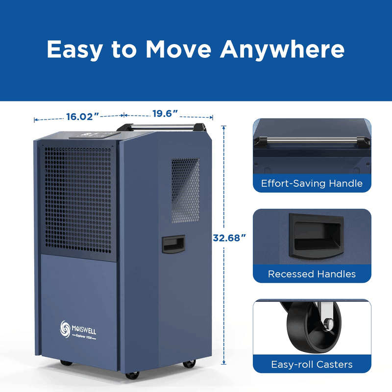 MOISWELL Explorer V320 Dehumidifier with handle and casters