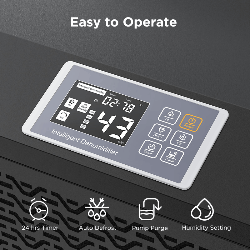MOISWELL Explorer VP170 Dehumidifier digital control panel