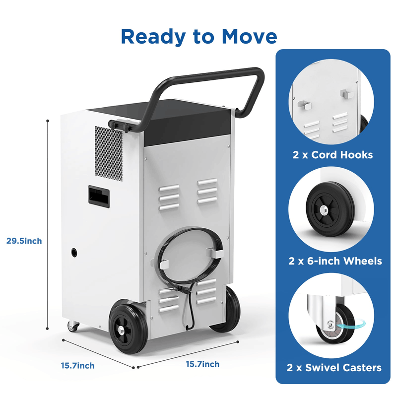 MOISWELL Explorer VP170 Dehumidifier with wheels and handle