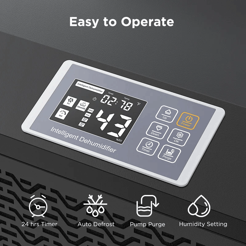 MOISWELL Explorer VP240 Dehumidifier digital control panel