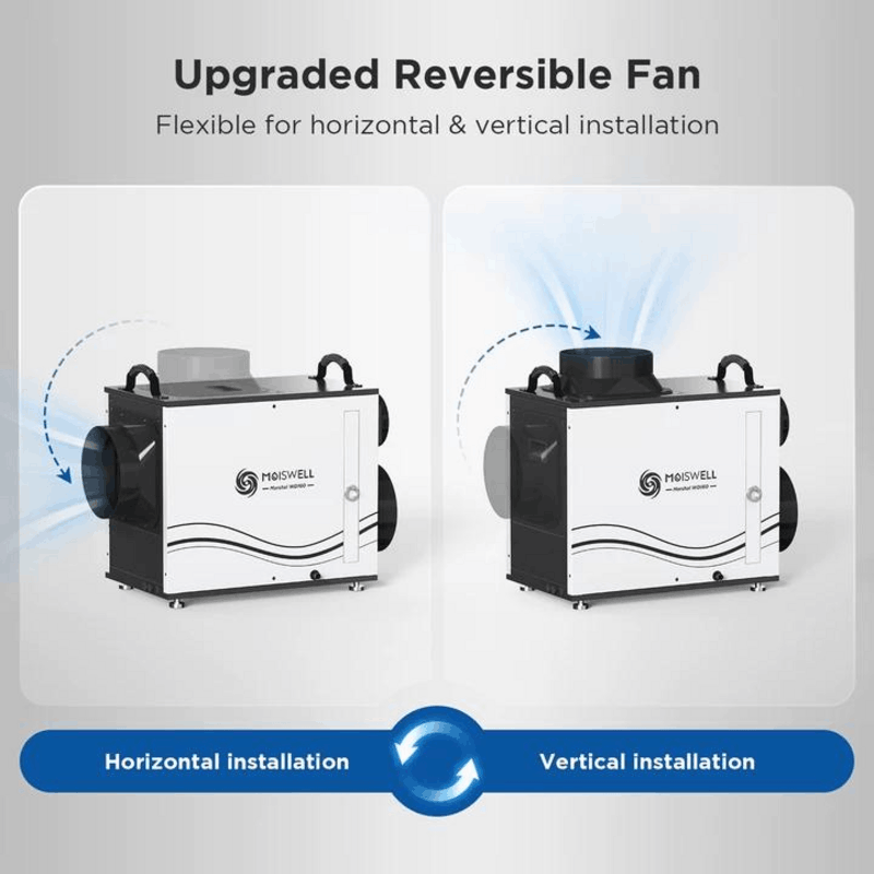 MOISWELL Marshal WD160 Dehumidifier with reversible fan installation