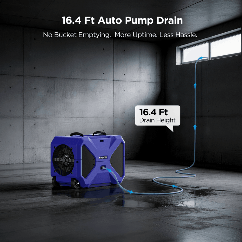 MOISWELL Master RD200 Dehumidifier with 16.4 ft pump drain