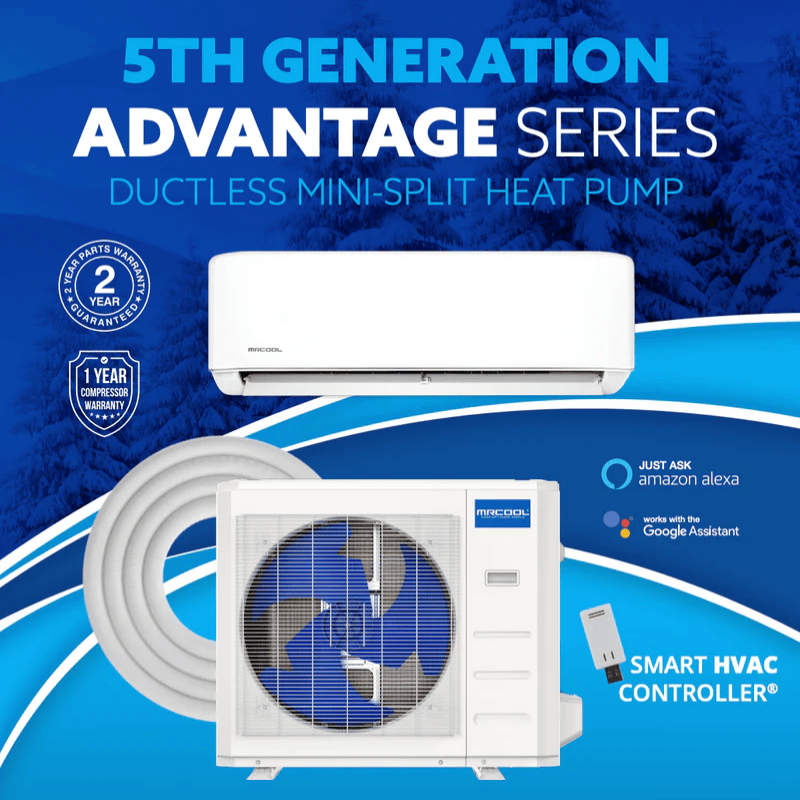 MRCOOL Advantage 9,000 BTU 5th Gen Ductless Mini Split Heat Pump System Infographics
