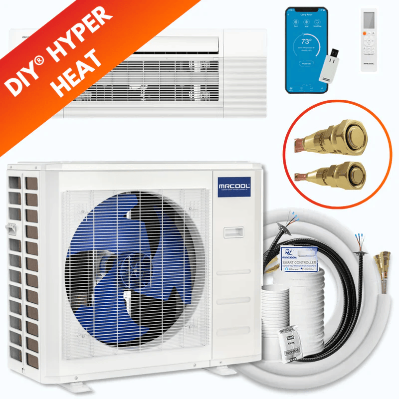 MRCOOL DIY Hyper Heat ceiling cassette mini split system complete kit smart control quick connect
